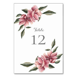Tarjeta de mesa delicada magnolia rosa y rosada