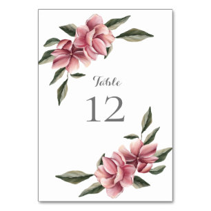 Tarjeta de mesa delicada magnolia rosa y rosada