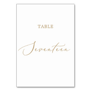 Tarjeta De Mesa Delicada Tabla De Caligrafía De Oro Diecisiete
