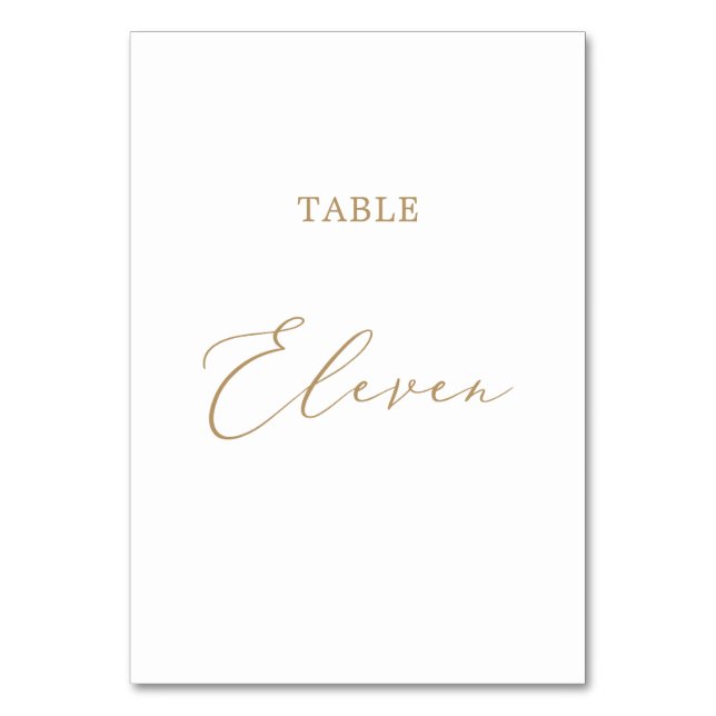 Tarjeta De Mesa Delicada Tabla de caligrafía de oro Eleven (Anverso)