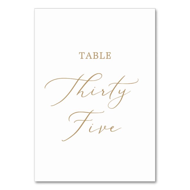 Tarjeta De Mesa Delicada Tabla De Caligrafía De Oro Treinta Y Cinc (Anverso)