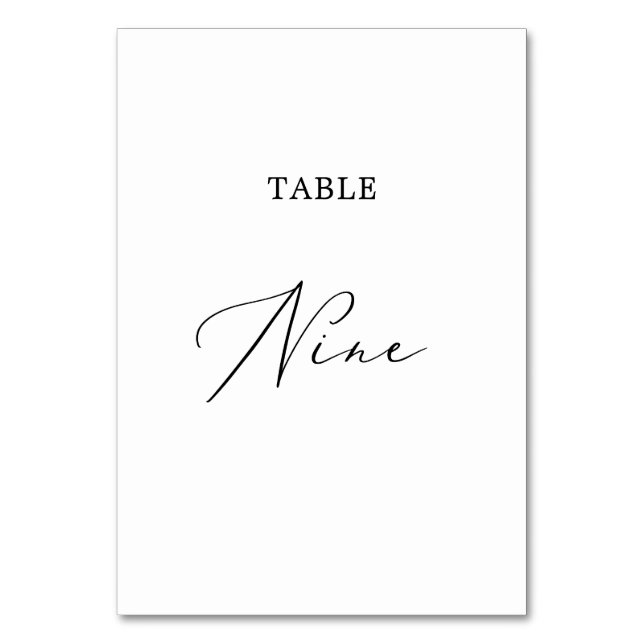 Tarjeta De Mesa Delicada tabla de caligrafía negra Nueve (Anverso)