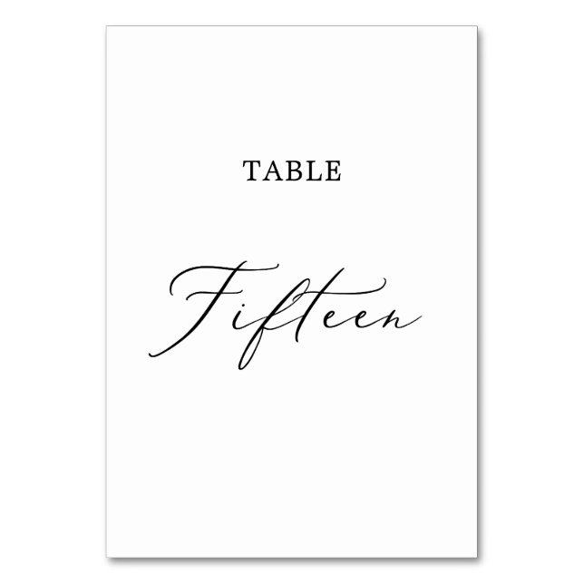 Tarjeta De Mesa Delicada Tabla de caligrafía negra Quince (Anverso)
