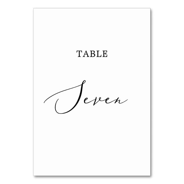 Tarjeta De Mesa Delicada tabla de caligrafía negra siete (Anverso)