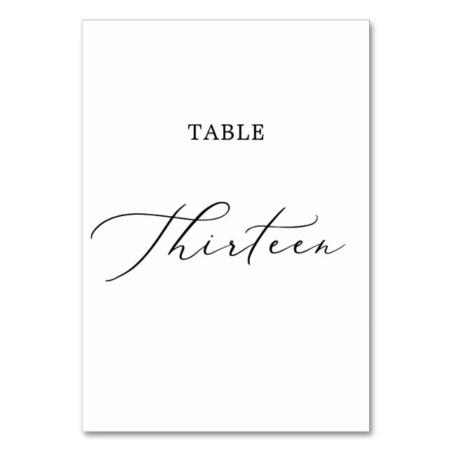 Tarjeta De Mesa Delicada Tabla de caligrafía negra Trece (Anverso)