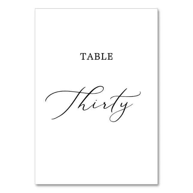 Tarjeta De Mesa Delicada tabla de caligrafía negra Treinta (Anverso)