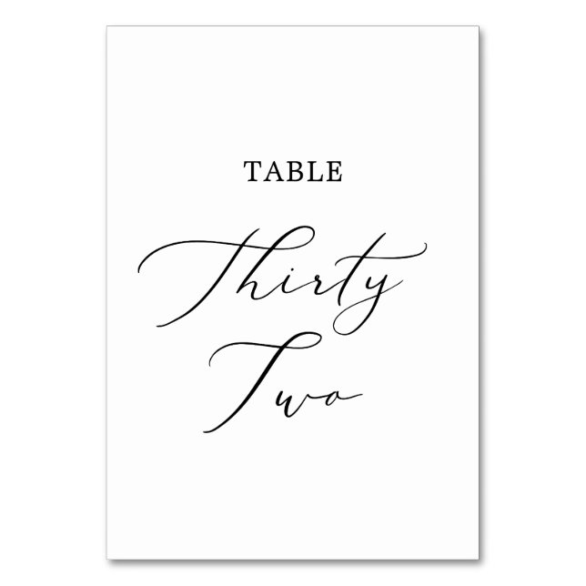 Tarjeta De Mesa Delicada tabla de caligrafía negra Treinta y dos (Anverso)