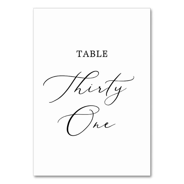Tarjeta De Mesa Delicada tabla de caligrafía negra Treinta y uno (Anverso)