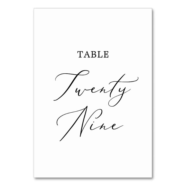 Tarjeta De Mesa Delicado cuadro de caligrafía negra Veintinueve (Anverso)