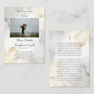 Tarjeta De Mesa Delicate Gold Roses Catholic Wedding Prayer Card
