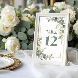 Tarjeta De Mesa Delicate Romantic Flowers & Eucalyptus Wedding