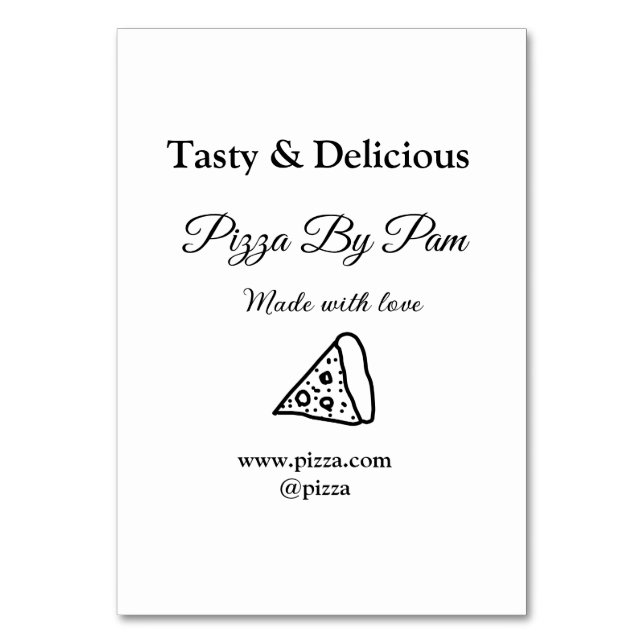 Tarjeta De Mesa Delicioso restaurante pizzería café hecho con amor (Anverso)