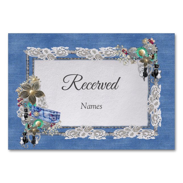Tarjeta De Mesa Denim Joyería de encaje texturada y vestuario (Anverso)