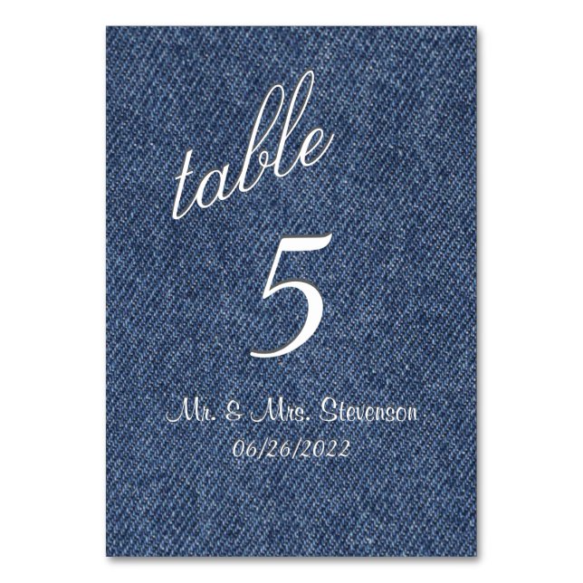 Tarjeta De Mesa Denim Número de tabla (Anverso)