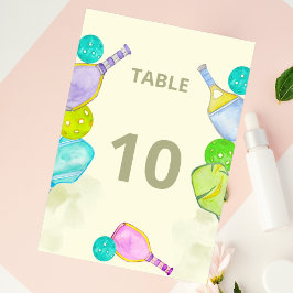 Tarjeta De Mesa Deportes Amante Acuarela Pickleball Tema Boda