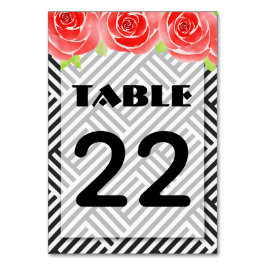 Tarjeta De Mesa Derby Red Roses Black White Stristris