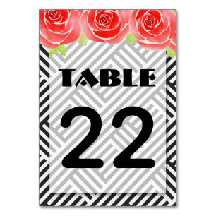 Tarjeta De Mesa Derby Red Roses Black White Stristris