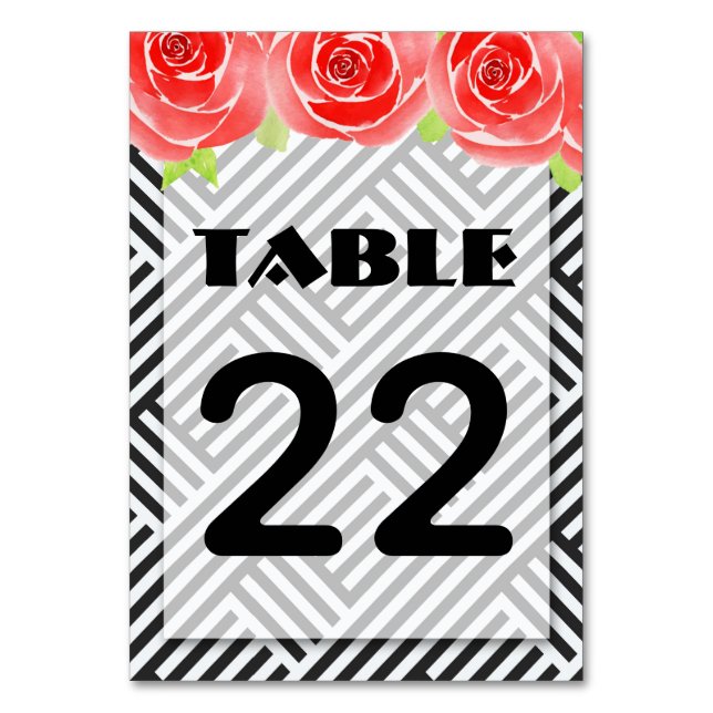 Tarjeta De Mesa Derby Red Roses Black White Stristris (Anverso)