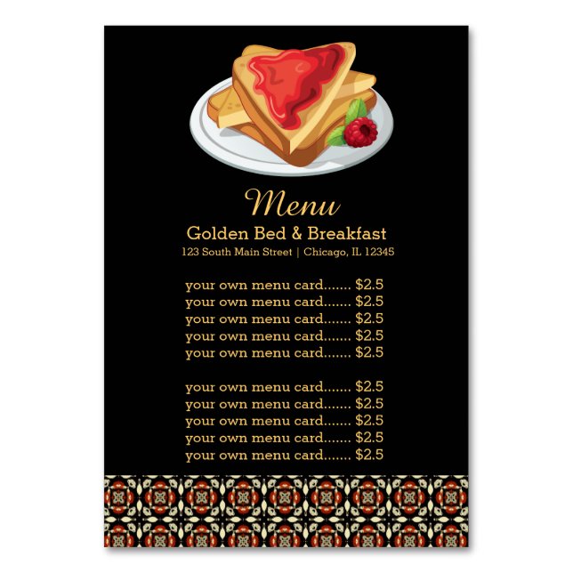 Tarjeta De Mesa Desayuno de menú (Anverso)