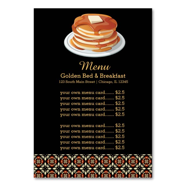 Tarjeta De Mesa Desayuno de menú (Anverso)