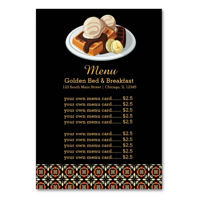 Tarjeta De Mesa Desayuno de menú (Anverso)