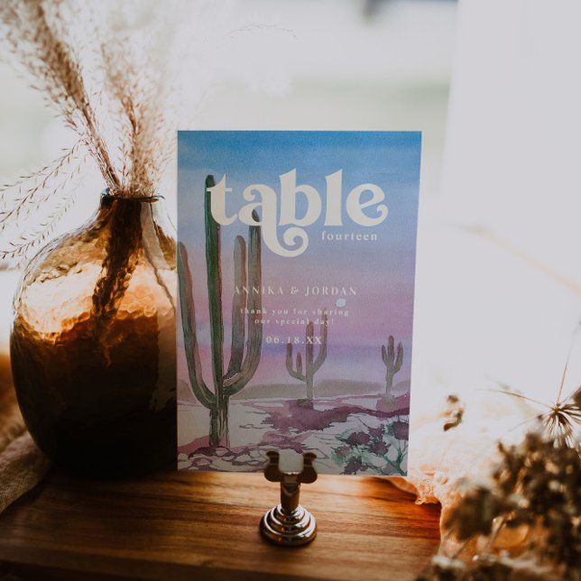 Tarjeta De Mesa Desierto elegante | Boda personalizado Cactus Gree (Subido por el creador)
