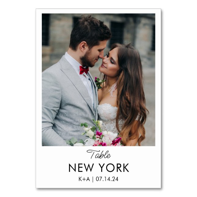 Tarjeta De Mesa Destino de viaje de boda Foto y nombre (Anverso)