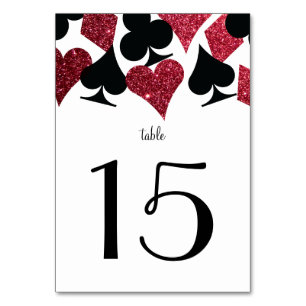 Tarjeta De Mesa Destiny Vegas Wedding Recepcion Red Faux Purpurina