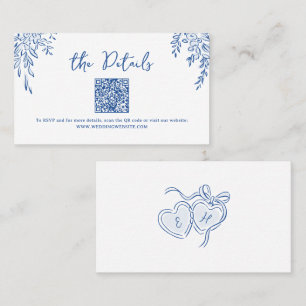 Tarjeta De Mesa Detalles de código QR de boda caprichosa dibujados