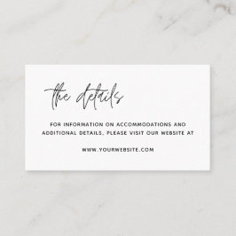 Tarjeta De Mesa Detalles minimalistas de Boda blanco y negro moder