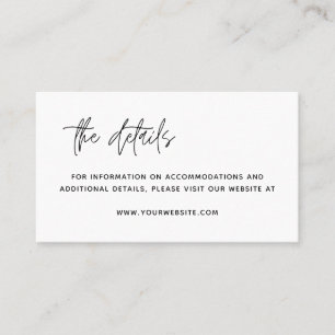 Tarjeta De Mesa Detalles minimalistas de Boda blanco y negro moder