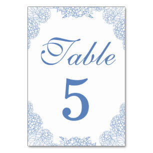 Tarjeta De Mesa Detalles modernos de Hydrangea Dusty Blue Floral