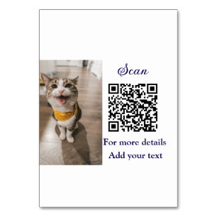 Tarjeta De Mesa Detalles simples de nombres de animales Código QR 