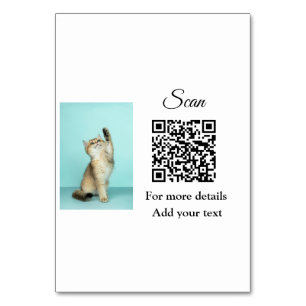 Tarjeta De Mesa Detalles simples de nombres de animales Código QR 