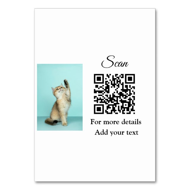 Tarjeta De Mesa Detalles simples de nombres de animales Código QR  (Anverso)