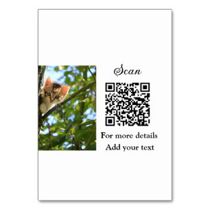 Tarjeta De Mesa Detalles simples de nombres de animales Código QR 