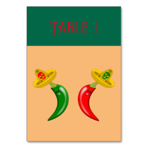 Tarjeta De Mesa Día de la Muerte Personalizado Mexicana Chilis Fie