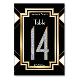 Tarjeta De Mesa Diamantes Art Deco Boda Tabla Número catorce