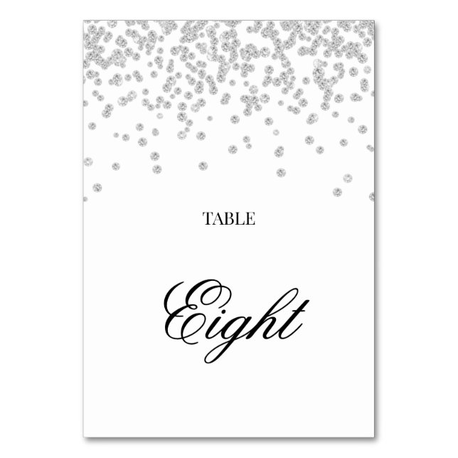 Tarjeta De Mesa Diamantes de Rhinestone Falsos sobre Blanco (Anverso)