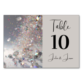 Tarjeta De Mesa Diamantes elegantes y Purpurina