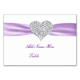 Tarjeta De Mesa Diamond Heart Purple Boda Table Place Card