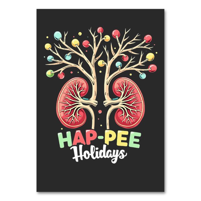 Tarjeta De Mesa Días feriados de Hap-Pee Diálisis Sensibilización  (Anverso)