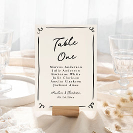 Tarjeta de mesa dibujada a mano por capricho