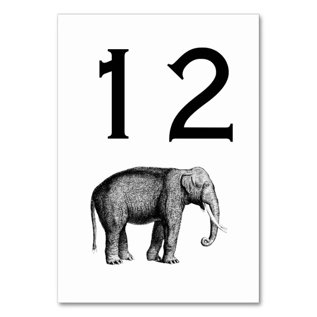 Tarjeta De Mesa Dibujo Antiguo de Elefante (Anverso)