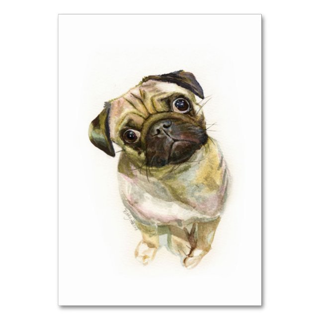 Tarjeta De Mesa Dibujo de arte facial | Perro picado (Anverso)