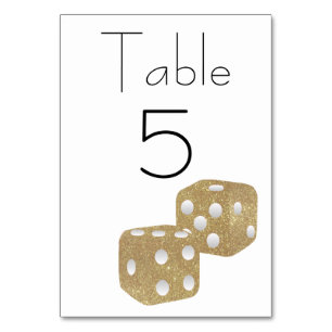 Tarjeta De Mesa Dice Purpurina de oro