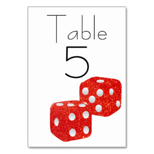 Tarjeta De Mesa Dice Purpurina rojo
