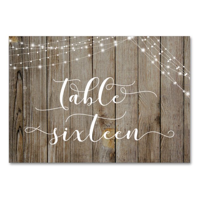 Tarjeta de mesa dieciséis de madera marrón desgast (Anverso)