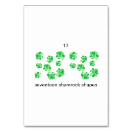 Tarjeta De Mesa Diecisiete formas de shamrock personalizado número