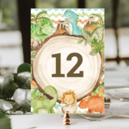 Tarjeta De Mesa Dinosaurios Amigables Cute Baby Shower Primer Cump